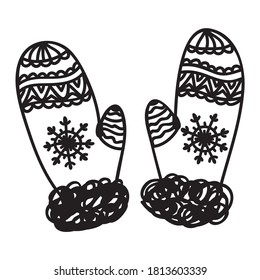 Decorative pattern mittens. Vector illustration