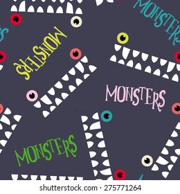 Decorative pattern monsters. Simple form. Smile.