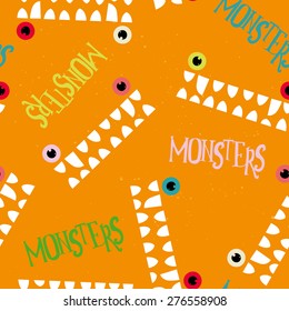 Decorative pattern monsters. Simple form. Smile.