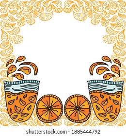 Decorative pattern orange juice. Vector illustration