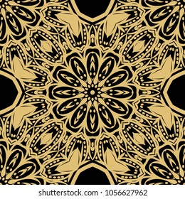 Decorative pattern in oriental style. Color in book page. It is Vector illustrations.