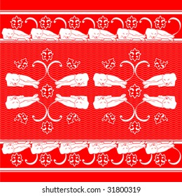 decorative pattern from panther on a red background