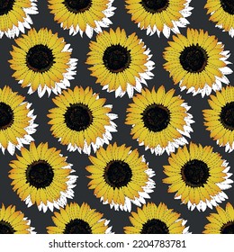 Decorative Pattern Paper Sunflower with Black and White Background