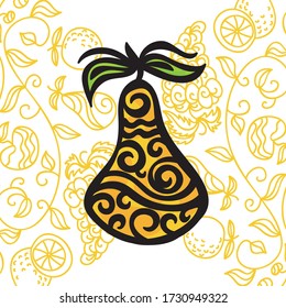 Decorative pattern pear. Vector illustration