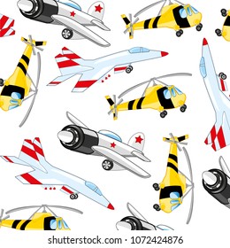 Decorative pattern from plane and helicopter.Vector illustration