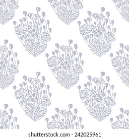 Decorative pattern with poppies.  Vector illustration. Abstract geometric pattern. Seamless pattern for fabric, paper and other printing and web projects.