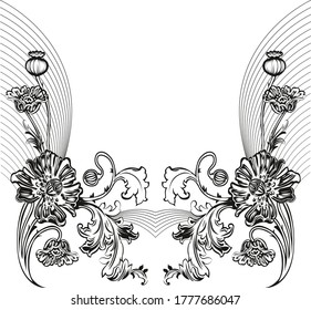 Decorative pattern with a poppy flowers 