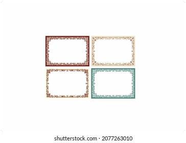 Patrón decorativo en malva, verde, beige, marco rojo para invitaciones, carpetas, álbumes de fotos, diplomas.