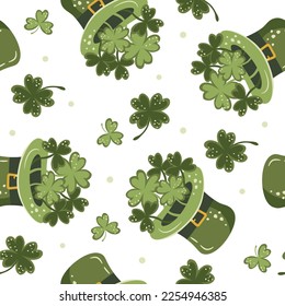 decorative pattern saint patrick hand drawn hat with clover