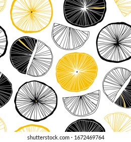 Decorative pattern in scandinavian style. Vector texture with oranges. Floral drawn background for wallpapers, textile, wrapping papers