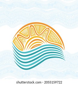 Decorative pattern sea and sun. Vector illustration
