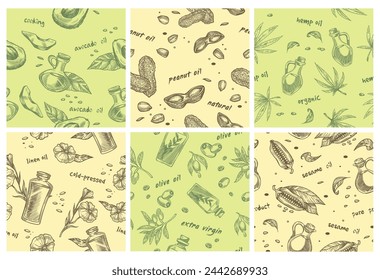 Decorative pattern set with hand drawn natural oil