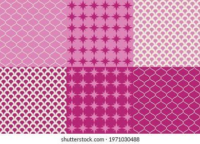 Decorative pattern set in pink color tones
