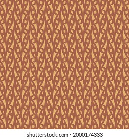 Decorative pattern in shades of brown and reddish beige, a mosaic made of several different links. Ornament with elements that look like slightly twisted elongated leaves.