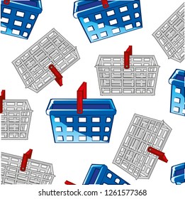 Decorative pattern from shop baskets on white background is insulated