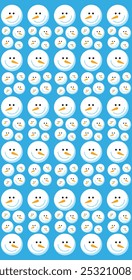 Decorative pattern of snowmen. Funny snowman head.