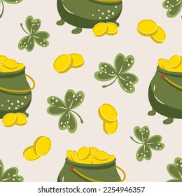 decorative pattern st. patricks cauldron with coins