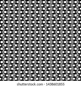 Decorative pattern with striations, crossed by zigzag stripes. Textile print. Monochrome. Tile. Vector illustration.