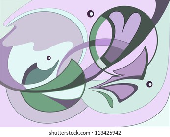Decorative pattern with stylized flower on colored background