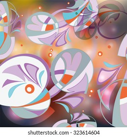 Decorative pattern with stylized flower on colorful background