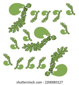 Decorative pattern of stylized letters I. Alphabet of oak leaves and acorns.