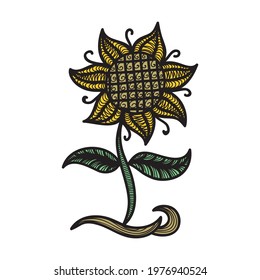 Decorative pattern sun flower. Vector illustration