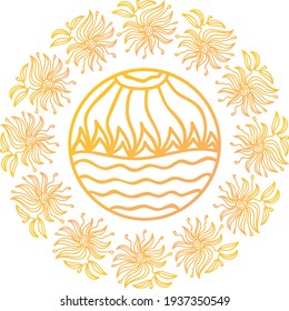 Decorative pattern sun. Vector illustration