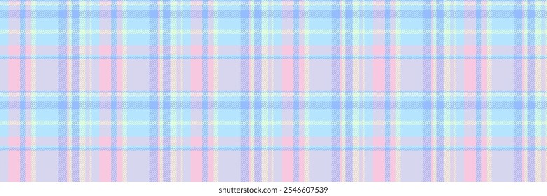 Padrão decorativo textura xadrez, jaqueta verificar fundo têxtil. vetor de tecido francês tartan sem emenda na paleta de cores claras e azuis.