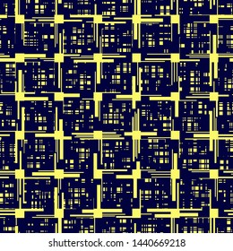 Decorative pattern with textured squares. Endless geometric background. Pattern similar to the top view of the night city