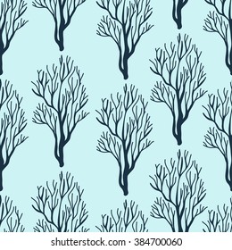 Decorative pattern with trees. Seamless for fabric design, gift wrapping paper and printing and web projects.