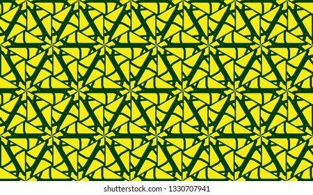 Decorative pattern with triangles style. Vector illustration. For fashion print, scrapbooking page, flyer design. Yellow green color. Seamless.