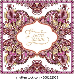 decorative pattern of ukrainian ethnic carpet design with place for your text, abstract tribal frame border, vector illustration