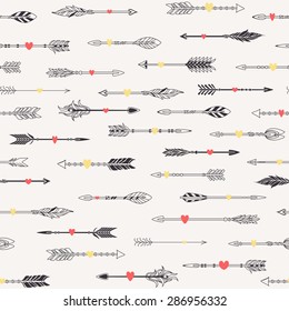 Decorative pattern, vector arrow background. Illustration for invitation, design greeting card and web design. Hand drawn design elements.