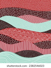 Decorative pattern. Vector illustration with abstract waves or dunes or hills. Geometric ornament.