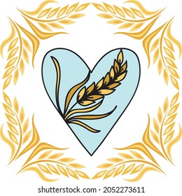 Decorative pattern wheat heart. Vector illustration