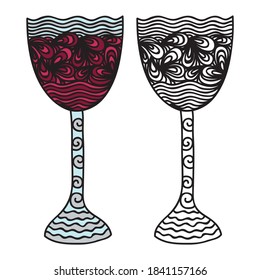 Decorative pattern wine glasses. Vector illustration
