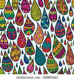 Decorative patterned drops seamless background. Bright ethnic pattern. Perfect fabric design.