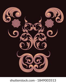 Decorative patterned mask. Hand drawn engraving. Editable vector vintage illustration. Isolated on black background. 8 EPS