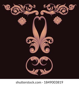 Decorative patterned mask. Hand drawn engraving. Editable vector vintage illustration. Isolated on black background. 8 EPS