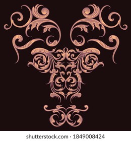 Decorative patterned mask. Hand drawn engraving. Editable vector vintage illustration. Isolated on black background. 8 EPS