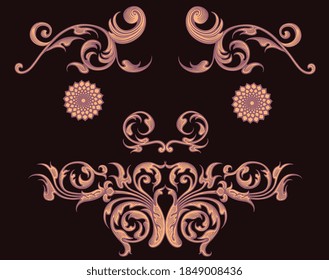 Decorative patterned mask. Hand drawn engraving. Editable vector vintage illustration. Isolated on black background. 8 EPS
