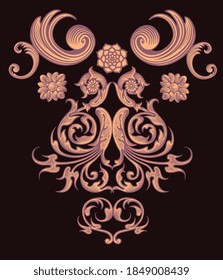 Máscara decorativa con estampado. Grabado a mano. Ilustración vectorial editable. Aislado sobre fondo negro. 8 EPS