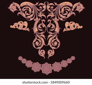 Decorative patterned mask. Hand drawn engraving. Editable vector vintage illustration. Isolated on black background. 8 EPS