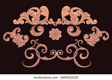 Decorative patterned mask. Hand drawn engraving. Editable vector vintage illustration. Isolated on black background. 8 EPS