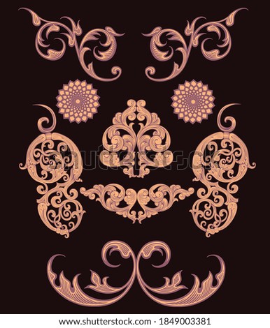 Decorative patterned mask. Hand drawn engraving. Editable vector vintage illustration. Isolated on black background. 8 EPS