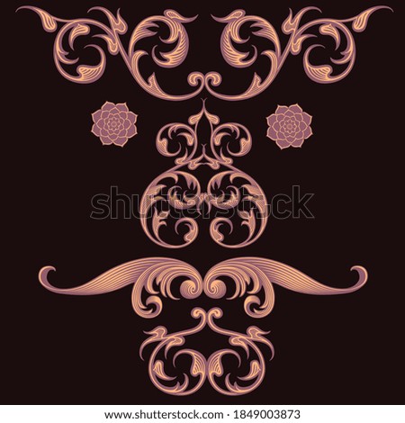 Decorative patterned mask. Hand drawn engraving. Editable vector vintage illustration. Isolated on black background. 8 EPS