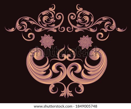 Decorative patterned mask. Hand drawn engraving. Editable vector vintage illustration. Isolated on black background. 8 EPS
