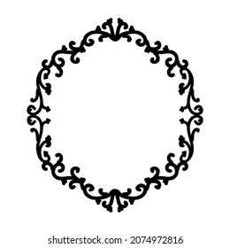 Decorative patterned oval frame. Elegant decor in oriental style. For laser cutting, tattoo, marquetry, logo for yoga, icons, lace.