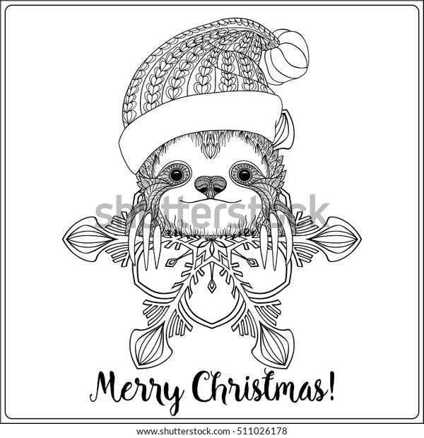 Download Decorative Patterned Sloth Hat Santa Claus Stock Vector Royalty Free 511026178