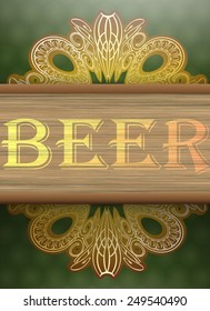 decorative patterns beer label design, restaurant menu.